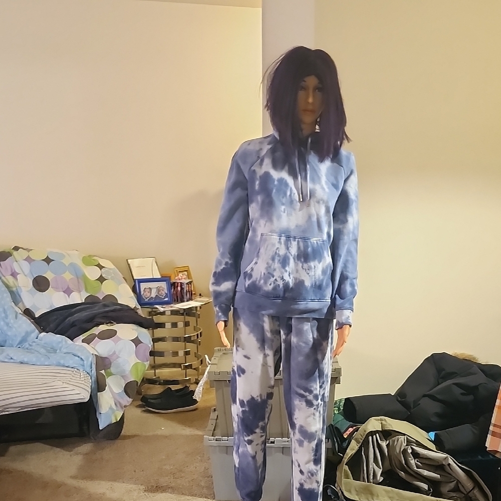 Blue Tie-Dye Hoodie and Joggers Set